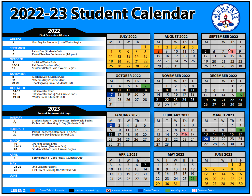 Student Calendar 22-23